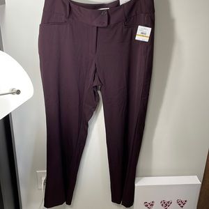 NWT RAFAELLA maroon wine burgundy curvy stretch tapered boot dress career pants